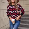 Love Lover Crew Neck Pullover Small Peach Heart Sweater Women