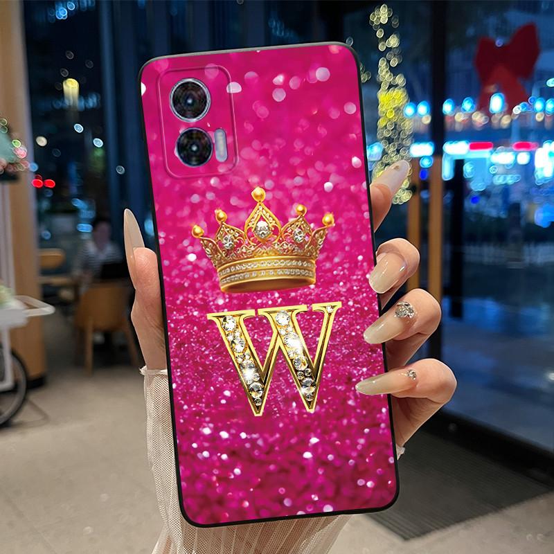 Phone Case For Motorola Edge 30 Lite/Motorola Edge 30 Neo 5G Black Case Shockproof Soft Fashion Letter Crown Cover
