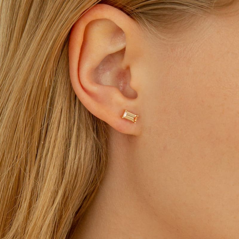 LUNNE 14k Champagne Baguette Cubic Piercing (14k Gold) #L09