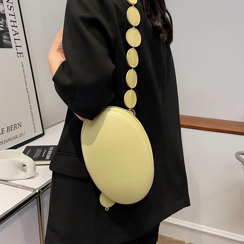 Brand Women Crossbody Bag Purse Summer Oval Small Shoulder Bags Designer Handbag Solid Color Leather Luxury Crossbody Chest Pack