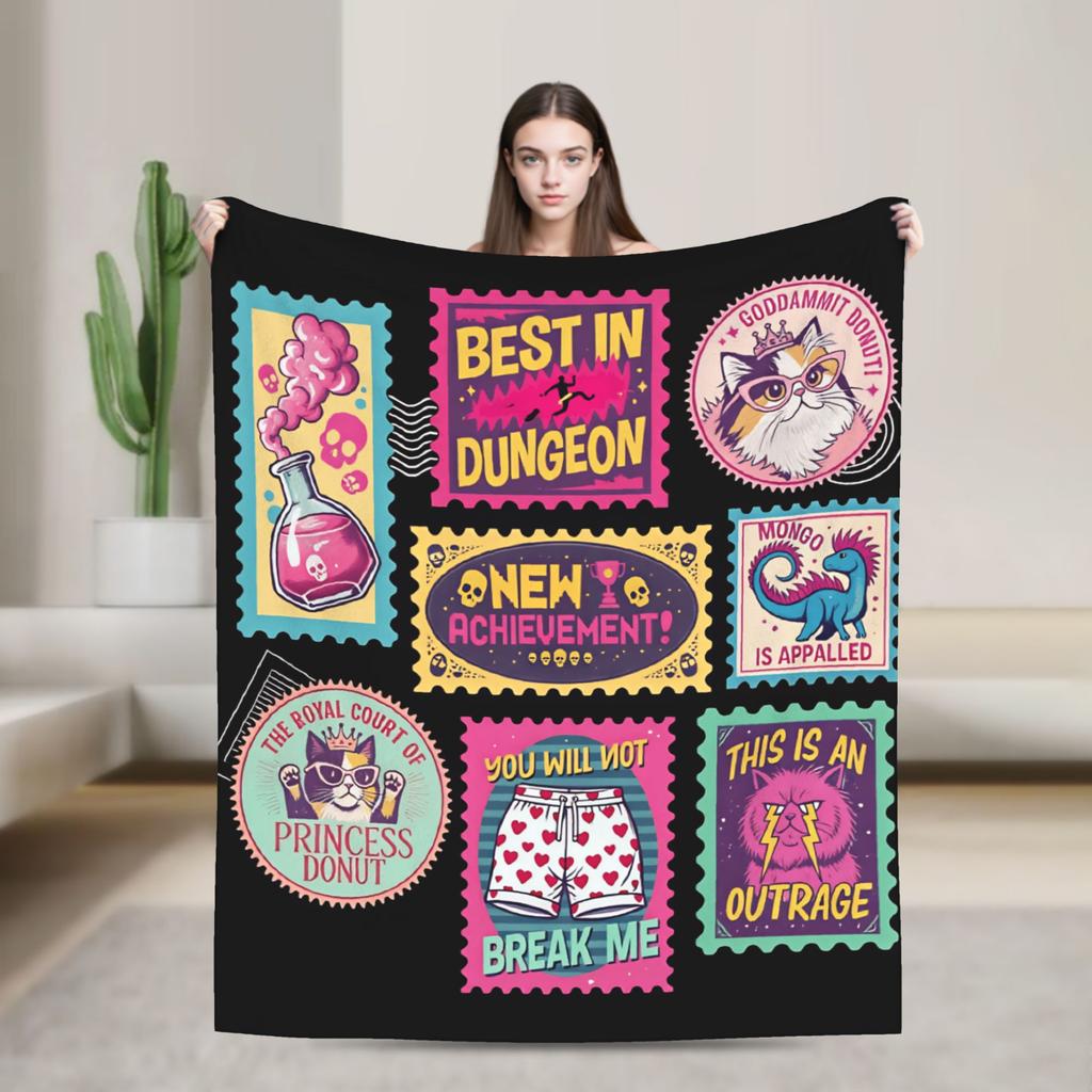 Dungeon crawler carl Princess Donut and Mongo Poster Soft Blanket For Couch Bed Funny Throw Blanket Spring Flannel Bedspread