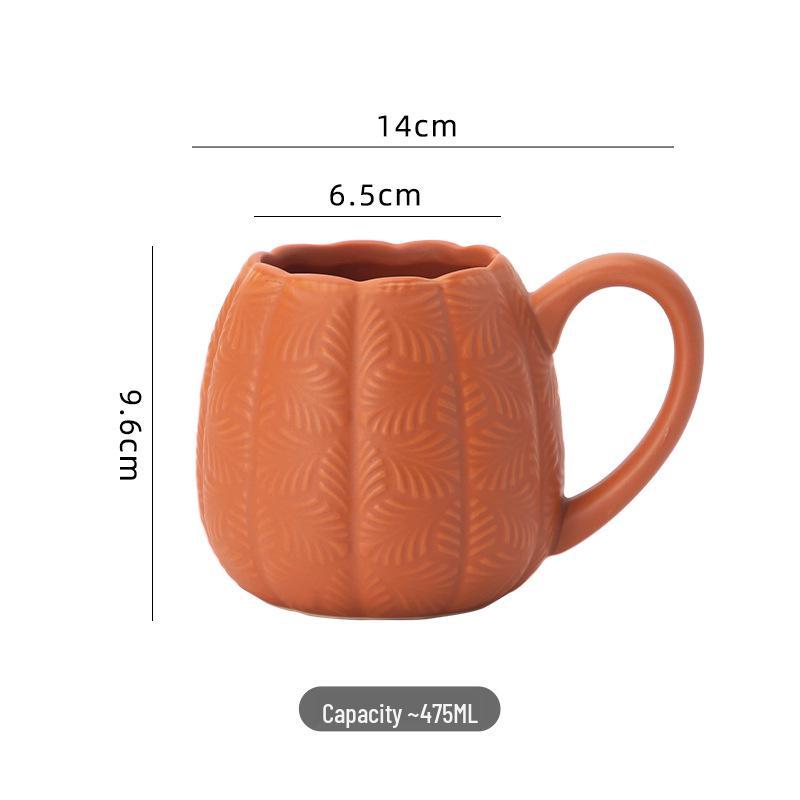 Nordic Style Pumpkin Ceramic Mug with Single Handle - High-Design Breakfast Milk Cup 475ml оранжевый
