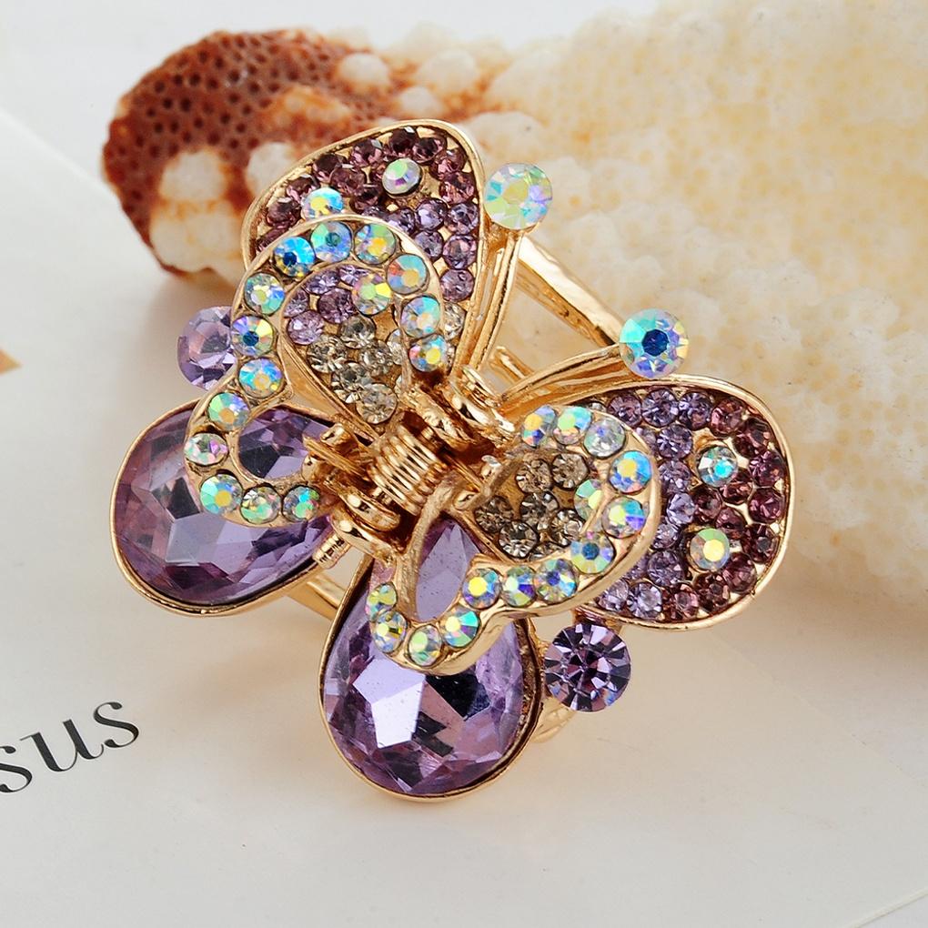 Women's Ellen Clip Hairpin (Purple) Cubic Decoration Point Pin