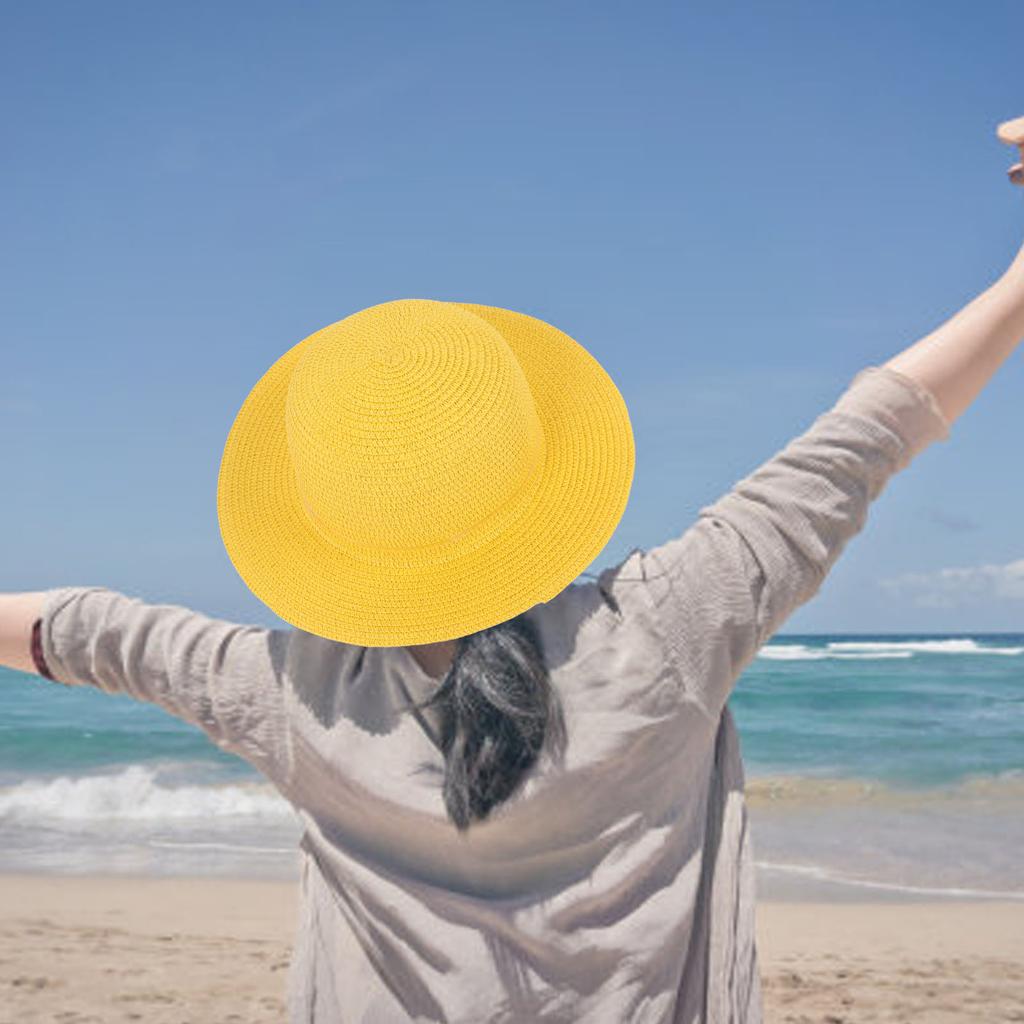 Straw Hat Wide Brim Sun Blocking Lightweight Woven Sun Hat for Fishing Beach Hiking Party Cosplay