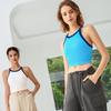 2025 High Elastic Contrast Color Sports Bra – Women's Shockproof Fitness Yoga Vest with Fixed Cups for Autumn/Winter