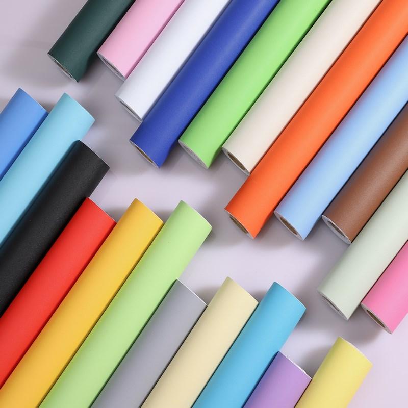 

PVC Waterproof Self Adhesive Decorative Film Refurbished Bedroom Wallpaper Kid Room Decal Old Furniture Pure Color Wall Stickers 1M x 40CM