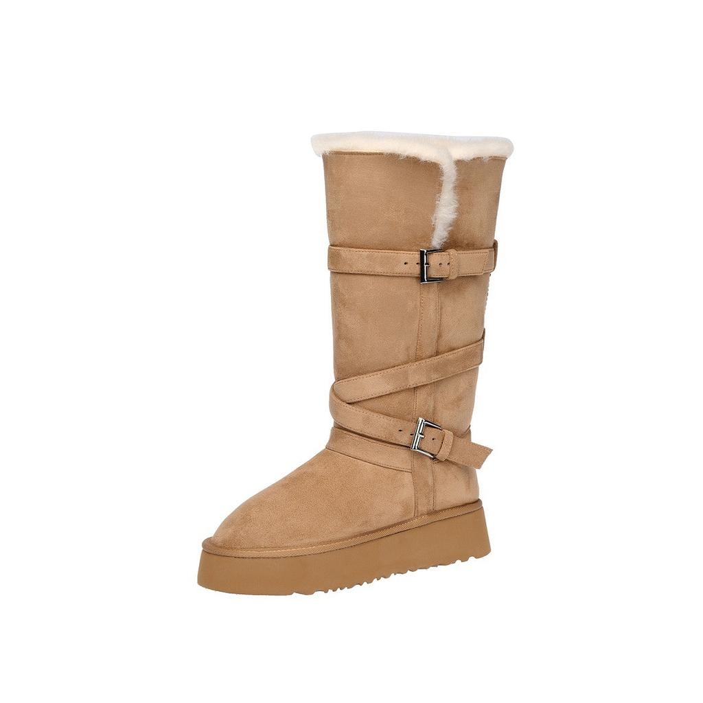 Two Wear Belt Buckle Fashion Snow Boots Thick-soled Piled Thickened Cotton Shoes Long Tube Northeast Warm Boots