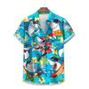 2026 Men's Summer Shirt Lapel Design Swimming Circle Gorilla Pattern Men's Large Size Shirt Fashion Loose Seaside Partywear