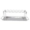 Chicken Leg Grill Rack with Drip Tray Foldable 12 Slots Stainless Steel BBQ Drumstick Holder Stand for Ovens Grills Smoker