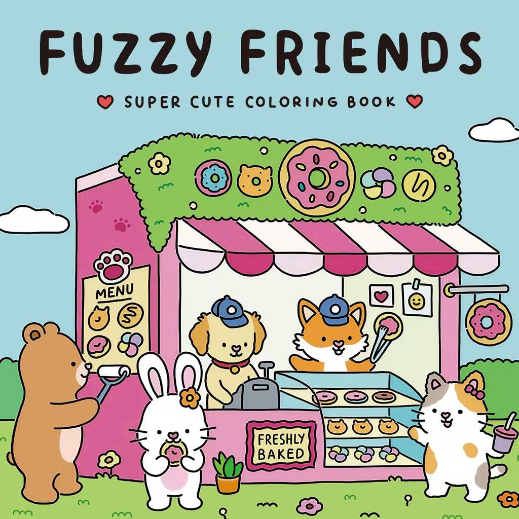 Relaxing Coloring Books Arts Beginners Handicraft DIY Drawing Cozy Friends Book Bold Easy-to-follow Patterns