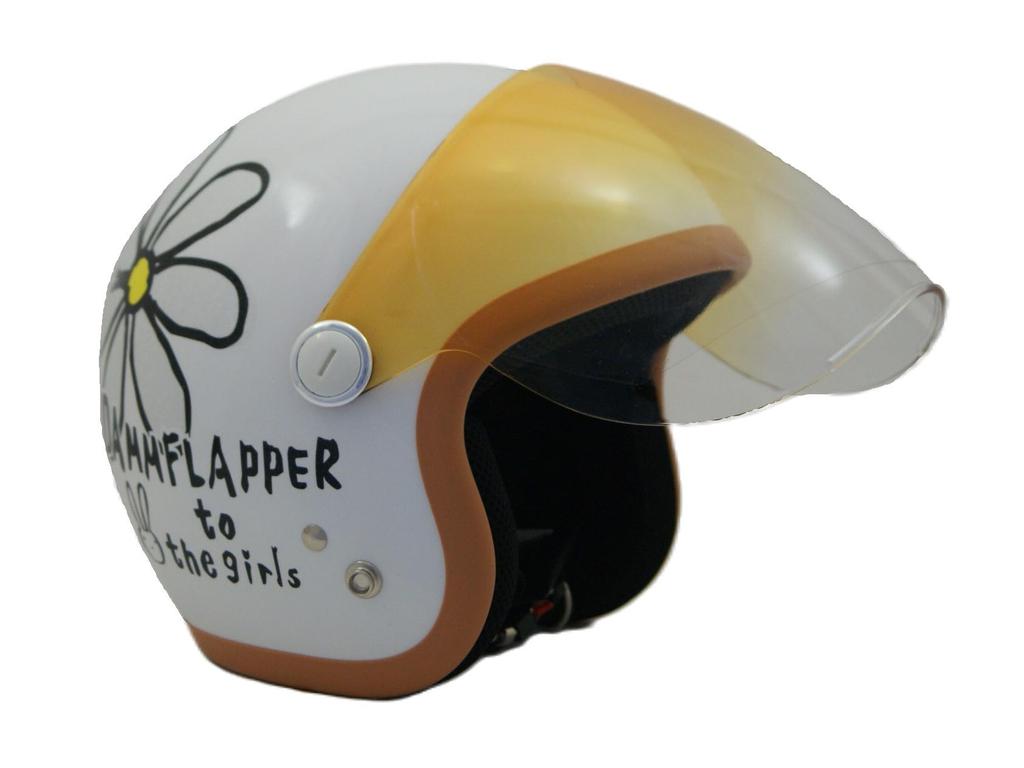SunUp FLOWER Motorcycle Pearl Ladies Free SL-001 Jet-Style Helmet, White, Size (57-58cm) (Pearl White)