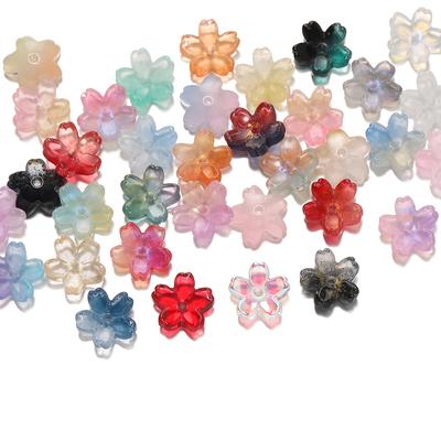 10Pcs/lot Glass Gradient Beads Cherry Blossom Scattered Beads Handcrafted DIY Production Jewelry Craft Bracelet Accessories