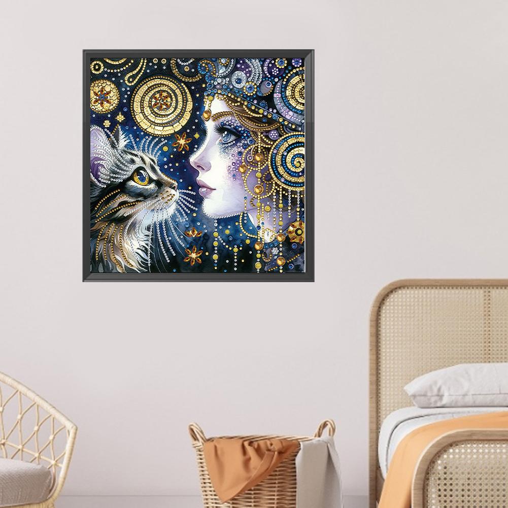 5D DIY Partial Special Shaped Drill Diamond Painting Cat Decoration 30x30cm