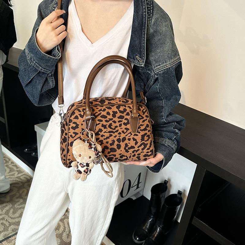 

Sexy Leopard Print Bag Women S Bowling Bag Suede Underarm Bag Shoulder Handbag Women S Bag no pendant