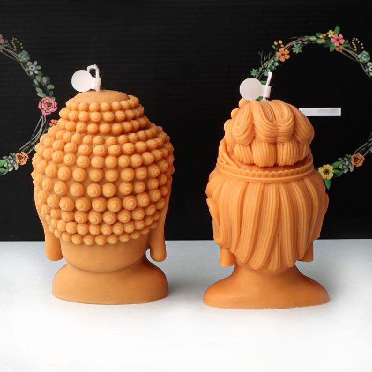 Silicone Candle Mold Avalokitesvara Buddhas Head Epoxy Gypsum Mould for Resin