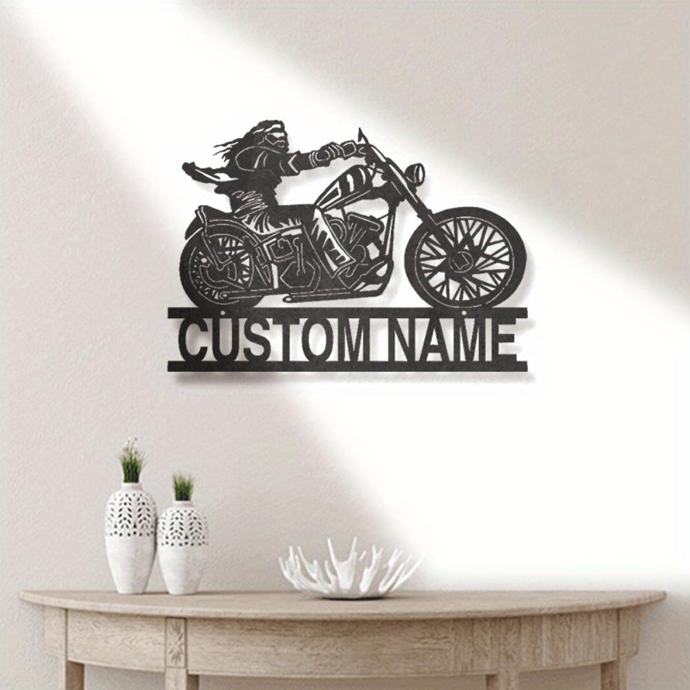 Custom Motorcyclist Metal Wall Art Personalized Name Farmhouse Porch Patio Gift Motorcycle Fan