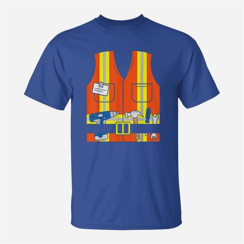 3D Bauarbeiter Orange Warnweste Grafik T-Shirt für Unisex Kleidung Sommer Lässig Unisex Oberteile T-Shirts Mode T-Shirt