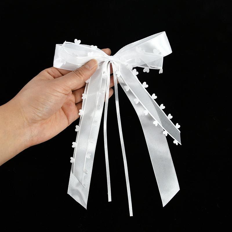 30 buc. Panglică de nuntă din mătase din dantelă albă pentru decorarea scaunului de mașină.