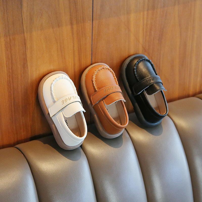 Korean Style Kids Soft Sole Slip On Casual Leather Loafer Shoes