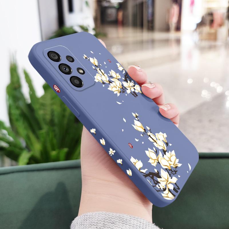 Golden Petal Flower Case For Samsung Galaxy A73 A53 A33 A23 A13 A03 A72 A52 A52S A32 A22 A12 A02 A02S A71 A51 A31 A21S 4G 5G Cov