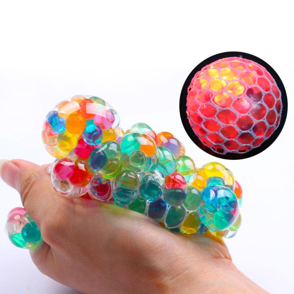 6CM Luminous Stress Balls Squeezing Grape Balls Bounce Decompression Toy Funny Soft Rubber Stress