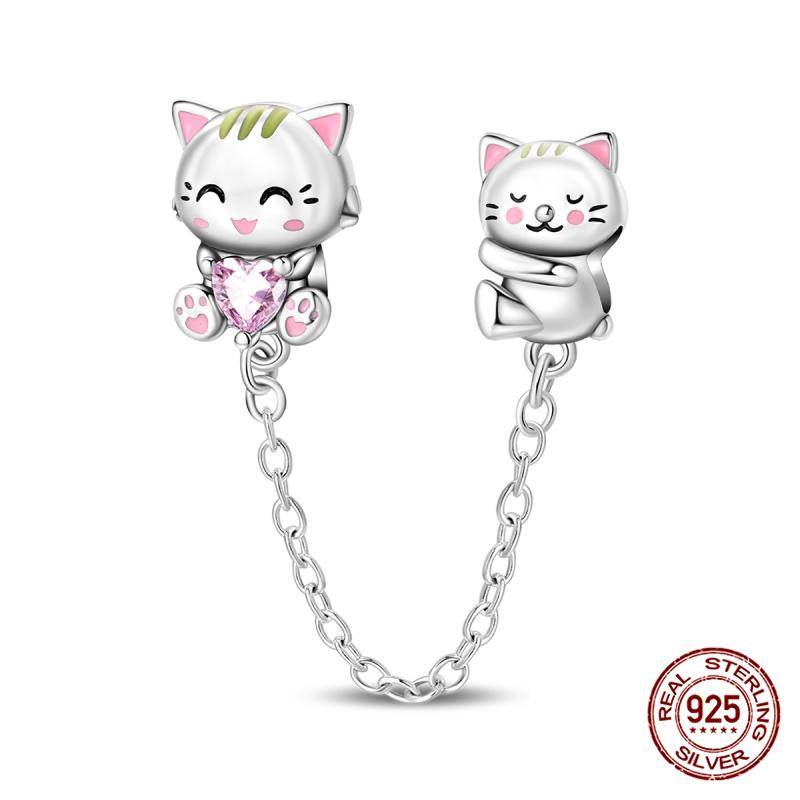 100% Copper Original Cat Couple Chain Beads Romantic Butterfly Charms Fit Bracelet Diy Jewelry Making Women Gift