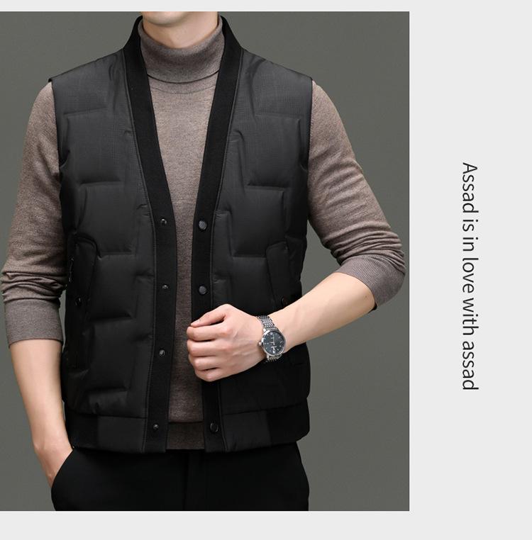 Men's Lightweight V-Neck Down Vest - Warm, Trendy, Plus Size Sleeveless Outerwear for Fall & Winter