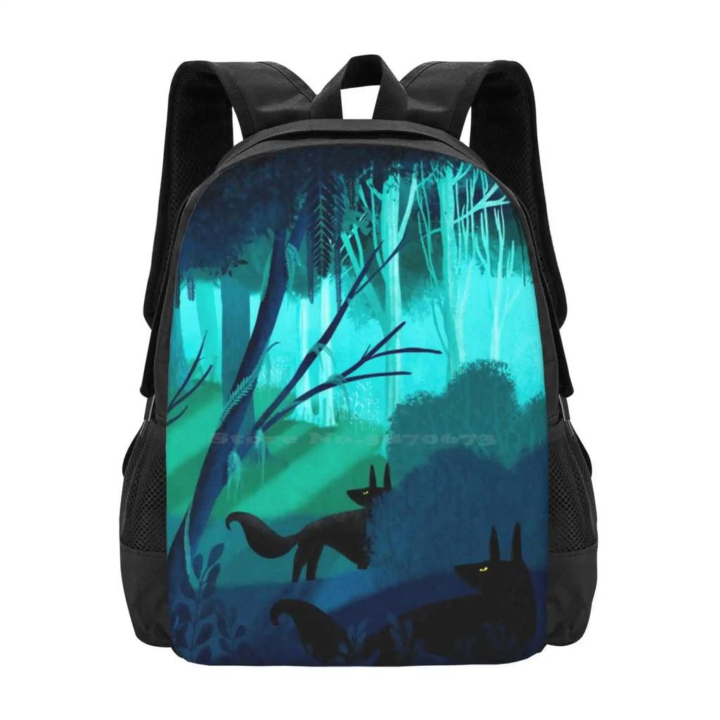 Shadow Wolves Stalk The Silver Wood New Arrivals Unisex Bags Student Bag Backpack Animation Fairytale Story Book Wolves Woods