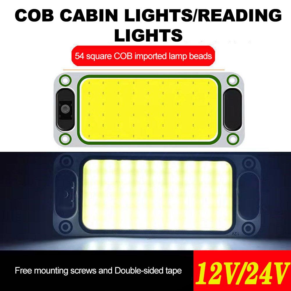 LED 12-24V Car Interior Lighting Reading Night Strip Light Interior Light Ceiling Lamp with On Off Switch for Van Lorry Truck