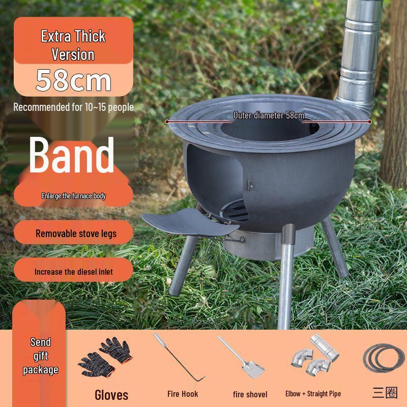 Large Portable Energy-Saving Firewood Stove for Outdoor and Household Use