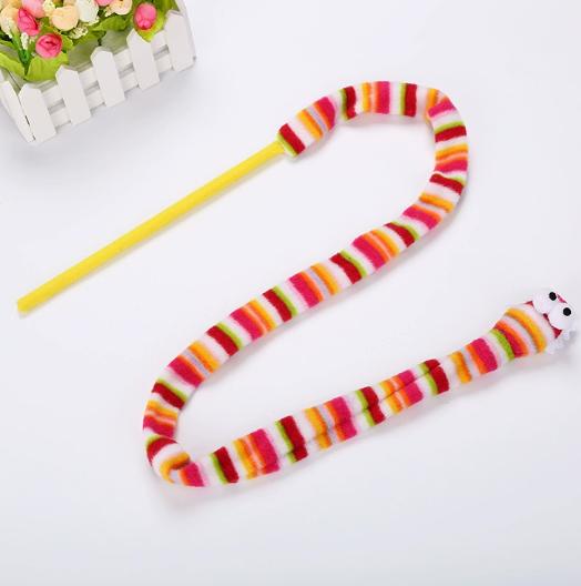 Kinghon Cartoon Cute Snake Shape Plush Pet Toy Interactive Movement Plastic Cat Teaser Playing Wand for Cats