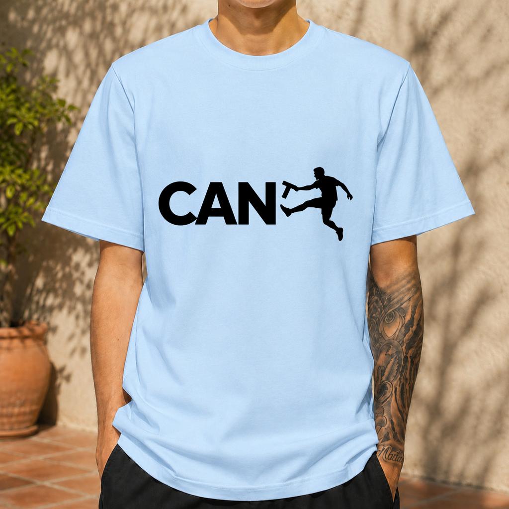 2026 New Pure Cotton Tshirt With Fun Kicking Alphabet Soccer Silhouette Simple Print Versatile Top Casual Short Sleeve