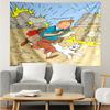 Tintin's Avonturenstad Sneldrogend Wandkleed voor Slaapkamer, Woonkamer, Speelkamer, Decoratie Kunstkamer Wandkleed Vakantie- en Verjaardagscadeaus
