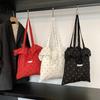 2025 spring and summer new mesh shoulder bag fairy wind lotus leaf edge handbag female vacation sewn chiffon tote bag
