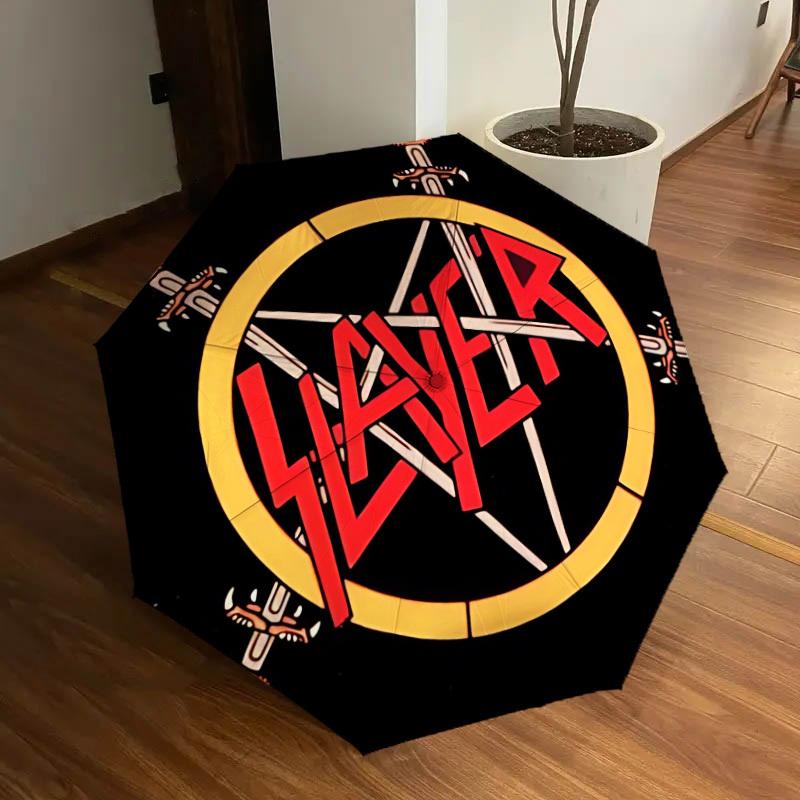 

1pc Slayer Band Logo Automatic Personality Umbrella | Portable Foldable 8-Rib Manual Open, Cute Halloween & Christmas Gift for Outdoor, Casual Accesso