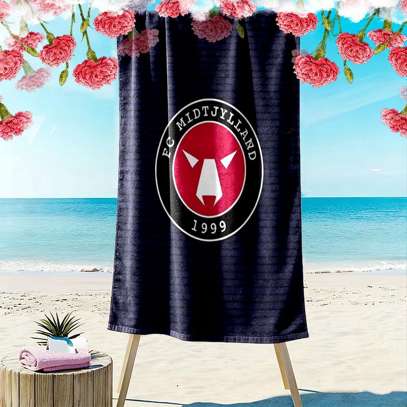 FC Midtjylland logo Print Beach Towel, Large Soft Quick Dry Towel for Beach Camping Swimming