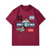 Men's 100% Cotton Crew Neck Short Sleeve T-Shirt, Argentina Soccer No.10 Lionel Messi Print Casual Sport Tee for Fans Daily Wear