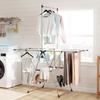 Foldable Clothes Airer, Standing Dryer with Adjustable Wings and Shoe Holders. Stainless Steel. 156.5 x 68 x 192 cm. Silver