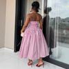 European and American Women's Clothing Summer New Fashionable and Elegant Sleeveless Tube Top Slim-fitting Striped Pleated Skirt Dress