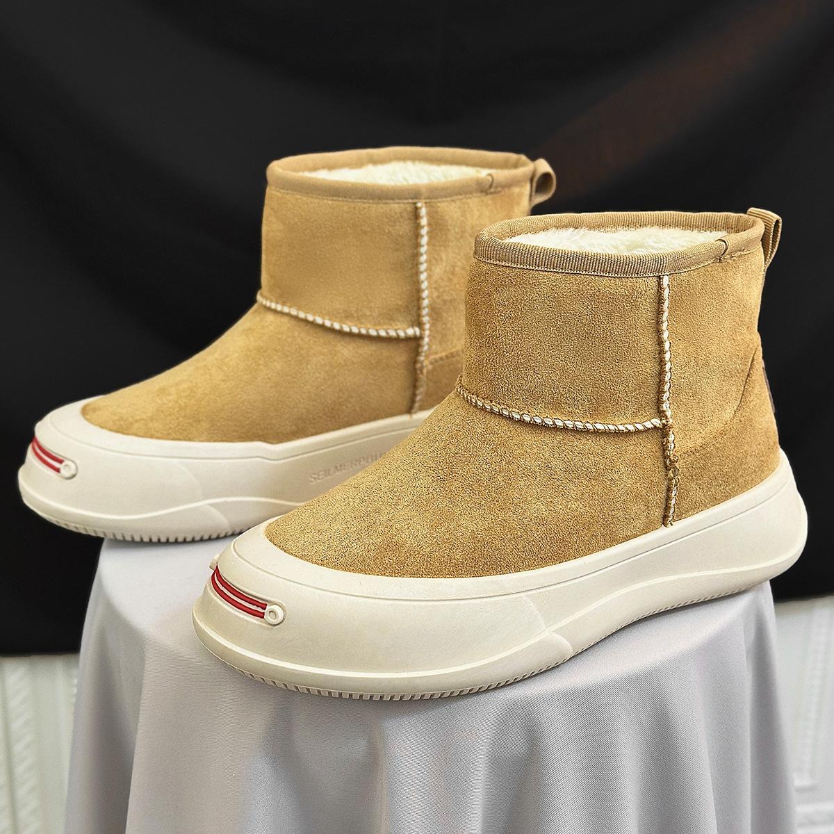 

Зимние ботинки Мужские ботинки Британские хлопковые ботинки Высокие кожаные ботинки Тренд 2024 года Осенне-зимняя хлопковая обувь 44 хаки