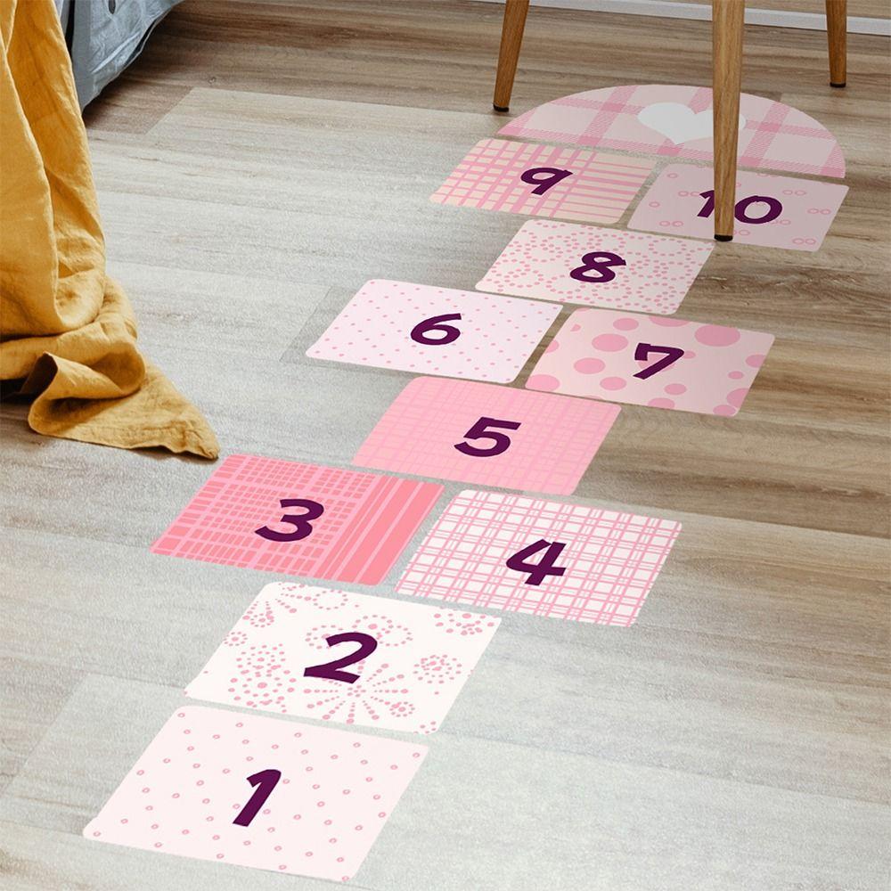 Multicolor Hopscotch Game Floor Stickers Self-adhesive Wall Art Flooring Decals  Home Decoration