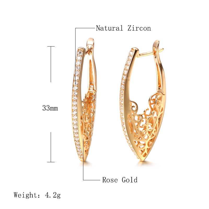 Kinel Rose Gold Long Drop Earrings For Women Luxury Wedding Earrings