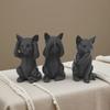 3 minimalistiska kattskulpturer med tre visdomskatter, kattformade skulpturer, unika heminredningssmarta ornament, designade utan lukt eller ord