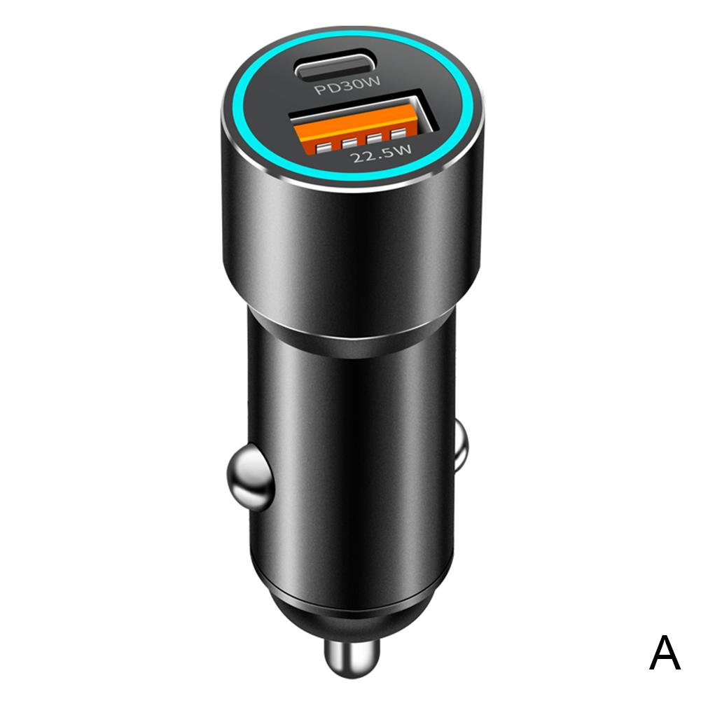 

12-24 В автомобильное зарядное устройство быстрая зарядка PD30W+QC22.5W автомобильное зарядное устройство USB Type C прикуриватель для Xiaomi IPhone чёрный