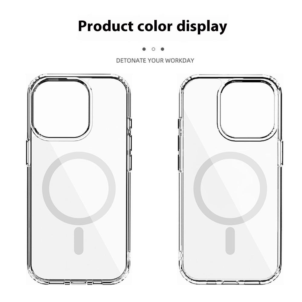 For iPhone 15 Pro Magnetic Case 1.5mm Thickness TPU + PC Clear Phone Back Cover