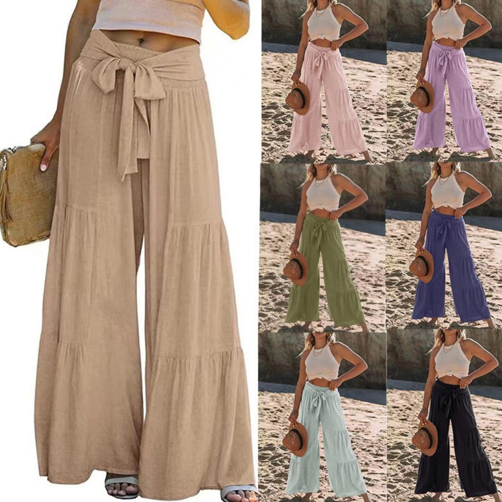 Плиссированные широкие брюки с высокой талией, мешковатые летние ...