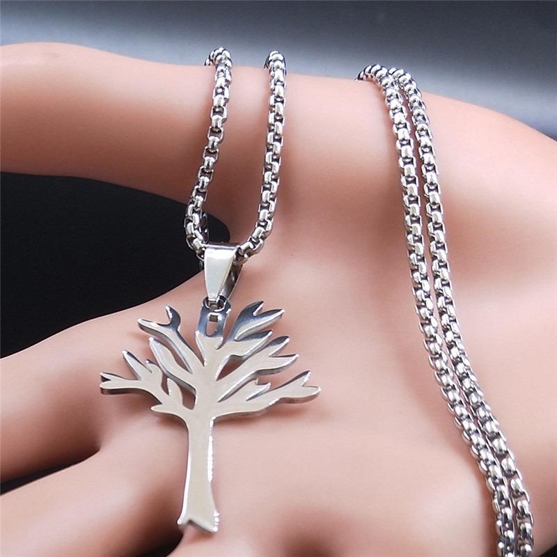 European and American Hollow Tree of Life Necklace Stainless Steel Tree Pendant Personalized Versatile Accessories