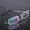 Myopia Glasses with Green Coating for Men and Women, Ultralight Frame, No Artificial Rimless
