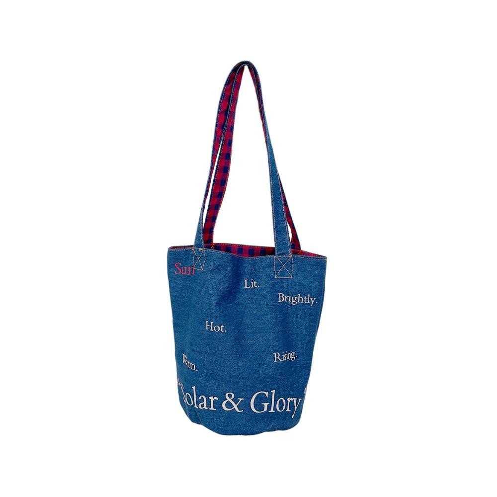 

Large Capacity Denim Bucket Bag Phone Pocket Canvas Handbag Portable Denim Tote Bag Ladies