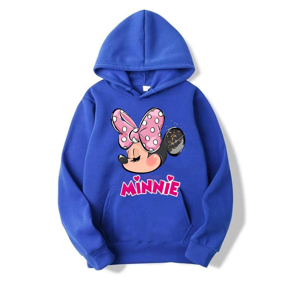 2024 New Disney Minnie Mouse Cartoon Anime Women Pullover Tops Spring Autumn Lady Casual Sweatshirt Pink Couple Hoodie Clothes